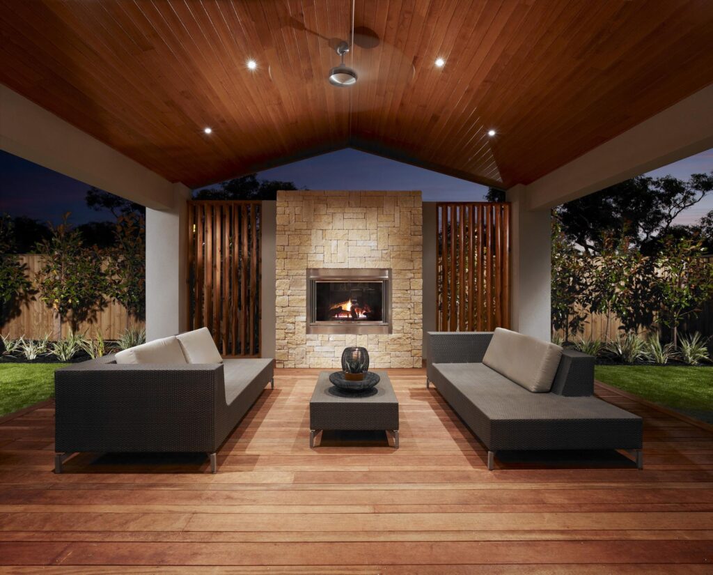 Stone tiled feature wall