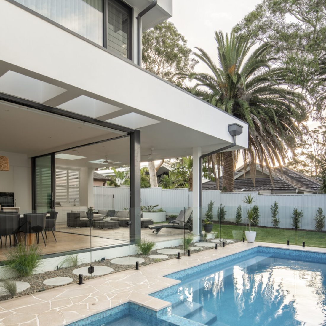 Natural limestone flooring installed at Belair Avenue residential home Sydney