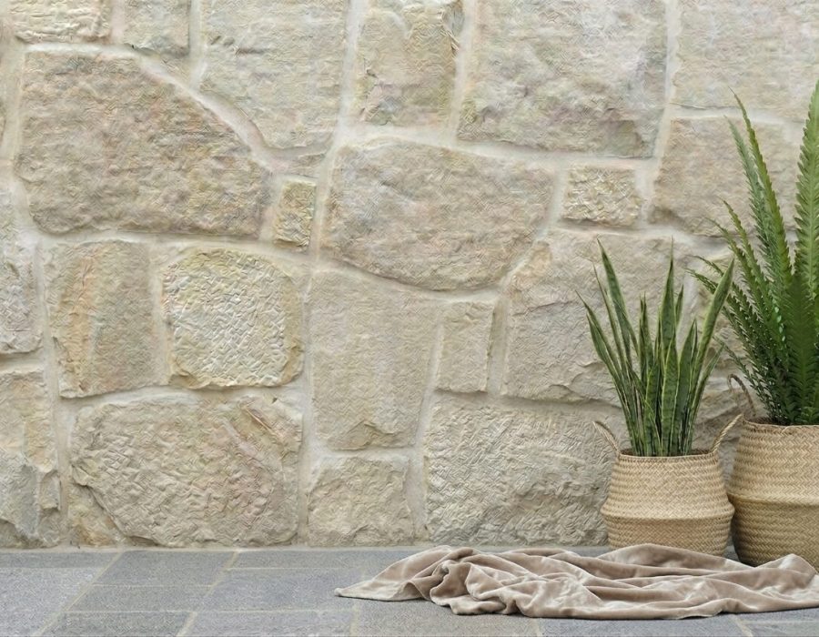 Baccaro natural stone wall cladding dark textured indoor feature wall