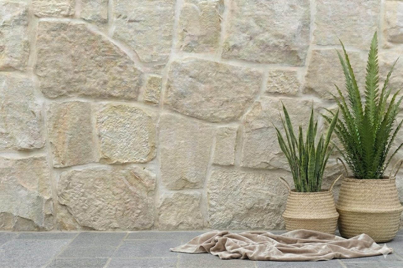 Baccaro natural stone wall cladding dark textured indoor feature wall