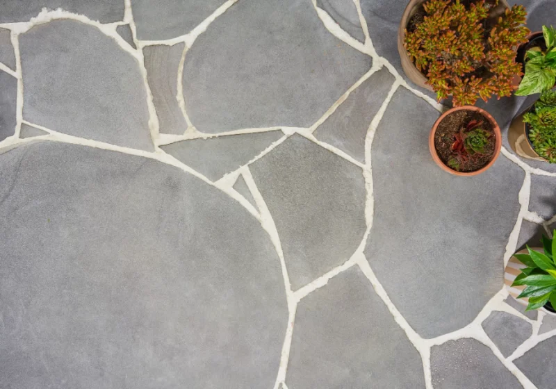Balmoral natural stone crazy paving outdoor entertaining area