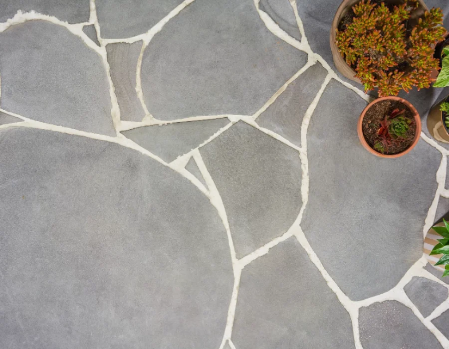 Balmoral natural stone crazy paving outdoor entertaining area