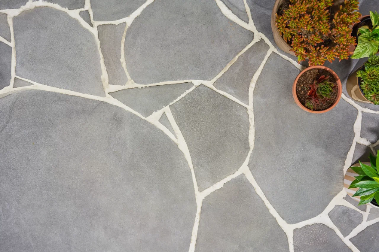 Balmoral natural stone crazy paving outdoor entertaining area
