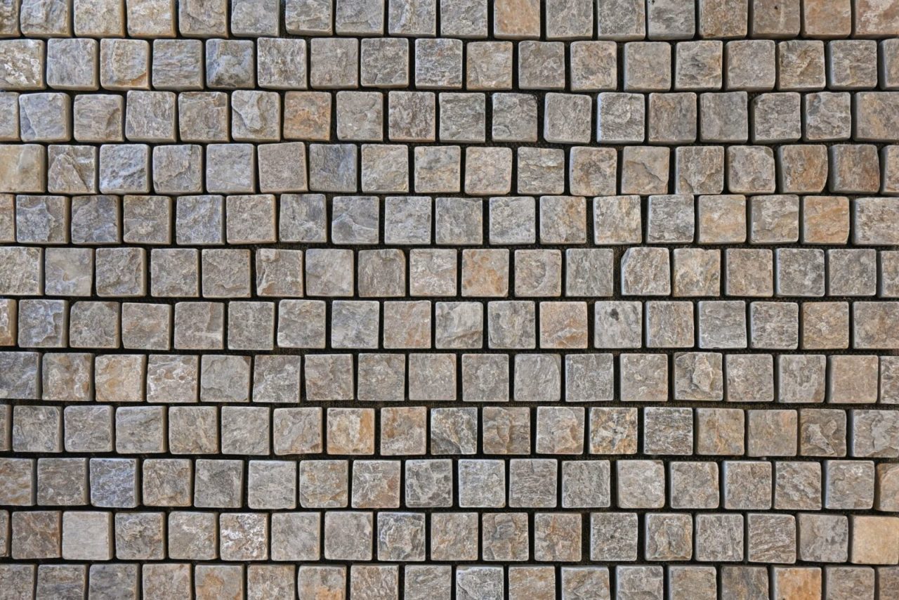 Buff Brown natural stone cobblestones warm tone outdoor paving pathway