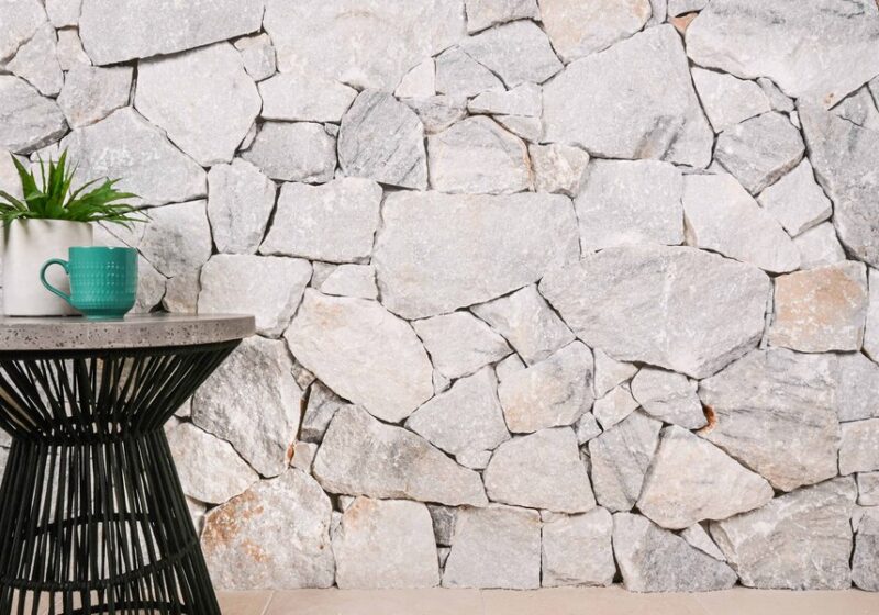 Larvik natural stone wall cladding charcoal dark tone feature wall