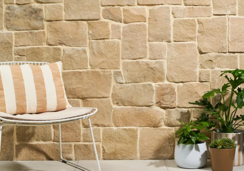 Magro natural stone wall cladding warm beige tone feature wall