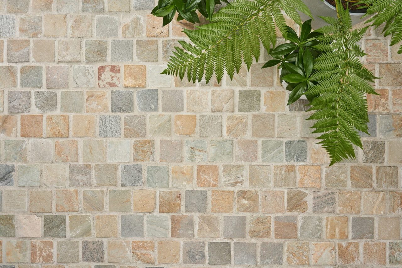 Natural stone cobblestones installed outdoor garden project Australia