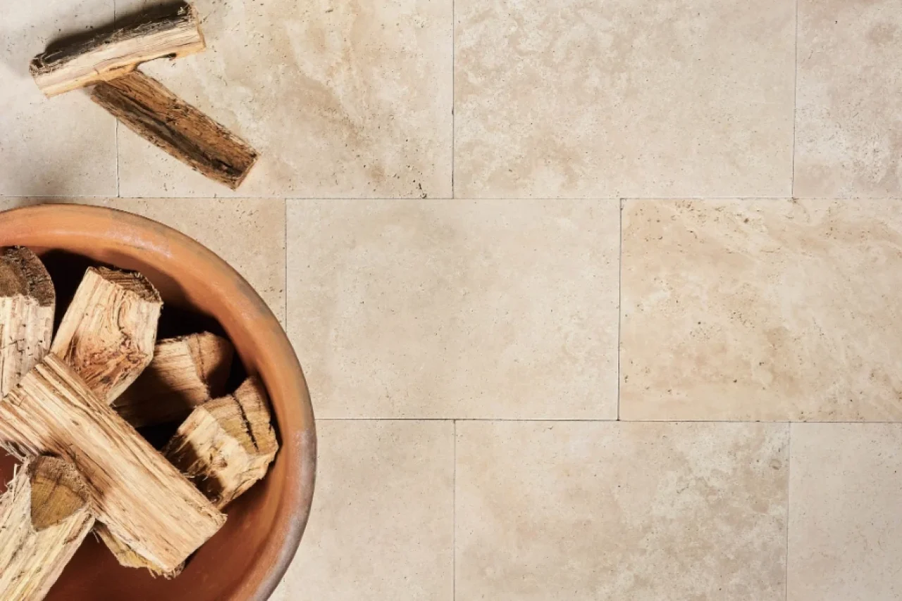 Travertine natural stone pavers outdoor patio and pool coping NSW