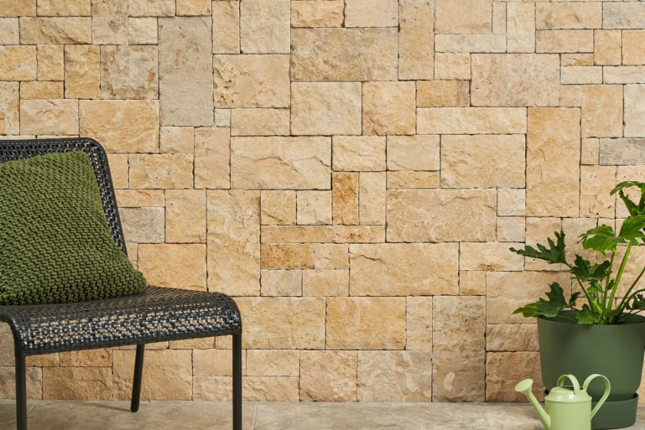 Tuscan natural stone wall cladding rustic warm tone outdoor walling