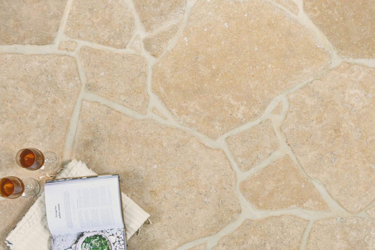 Natural stone crazy paving installed outdoor area Sydney NSW